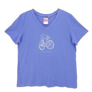 NWT FRESH PRODUCE Blue Graphic T-Shirt Tee V-Neck Key West 100% Cotton Size 1X